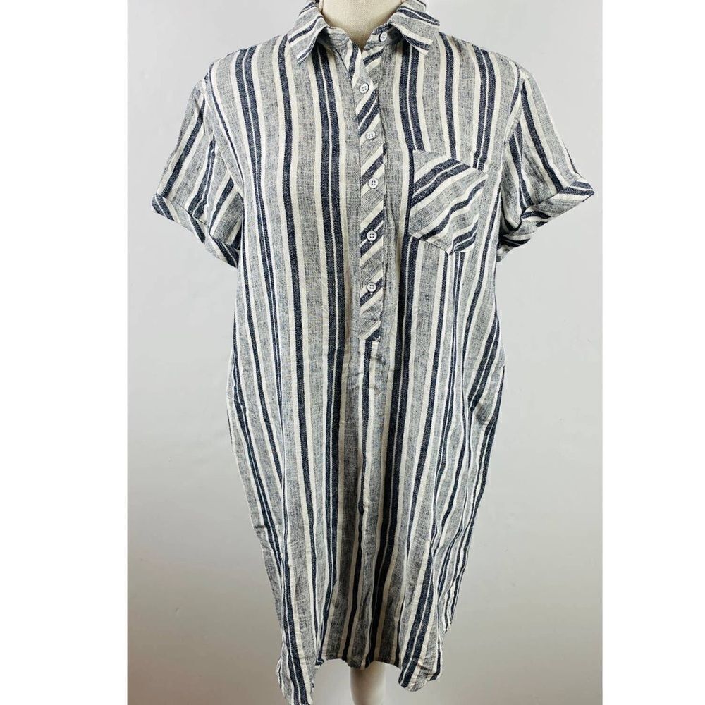 Adrienne Vittadini Linen striped dress Medium - Picture 8 of 11